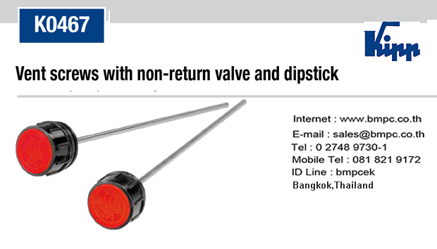 Vent screw and dipstrick, Vent screw with check valve and dipstrick